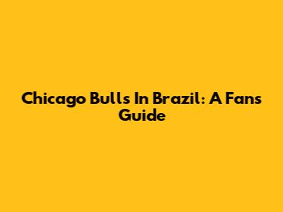 Chicago Bulls In Brazil: A Fan's Guide