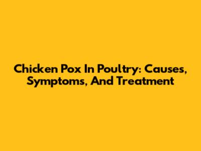 Chicken Pox In Poultry: Causes, Symptoms, And Treatment