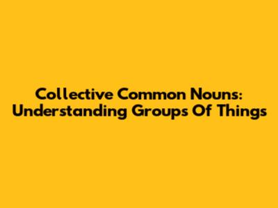 Collective Common Nouns: Understanding Groups Of Things