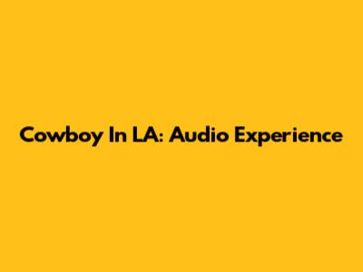 Cowboy In LA: Audio Experience