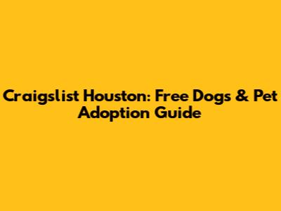 Craigslist Houston: Free Dogs & Pet Adoption Guide