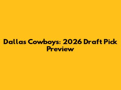 Dallas Cowboys: 2026 Draft Pick Preview