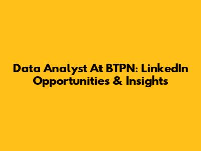 Data Analyst At BTPN: LinkedIn Opportunities & Insights