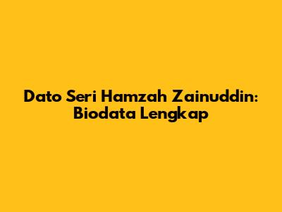 Dato Seri Hamzah Zainuddin: Biodata Lengkap