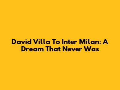 David Villa To Inter Milan: A Dream That Never Was