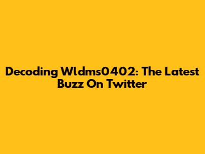 Decoding Wldms0402: The Latest Buzz On Twitter