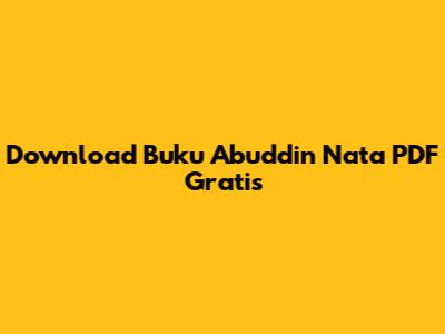 Download Buku Abuddin Nata PDF Gratis