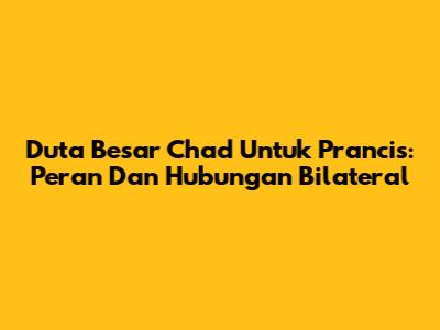 Duta Besar Chad Untuk Prancis: Peran Dan Hubungan Bilateral
