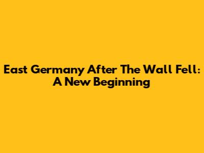 East Germany After The Wall Fell: A New Beginning