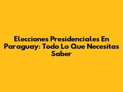 Elecciones Presidenciales En Paraguay: Todo Lo Que Necesitas Saber