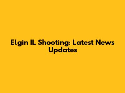 Elgin IL Shooting: Latest News Updates