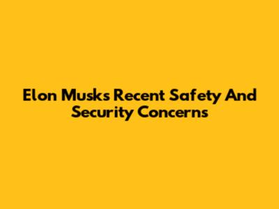 Elon Musk's Recent Safety And Security Concerns