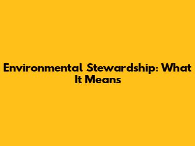 Environmental Stewardship: What It Means