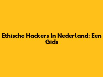 Ethische Hackers In Nederland: Een Gids