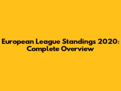 European League Standings 2020: Complete Overview