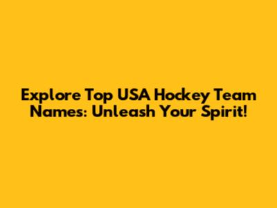 Explore Top USA Hockey Team Names: Unleash Your Spirit!