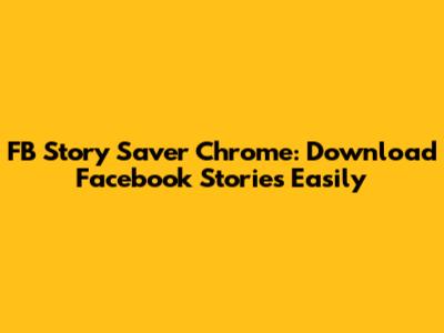 FB Story Saver Chrome: Download Facebook Stories Easily