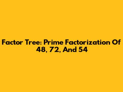 Factor Tree: Prime Factorization Of 48, 72, And 54