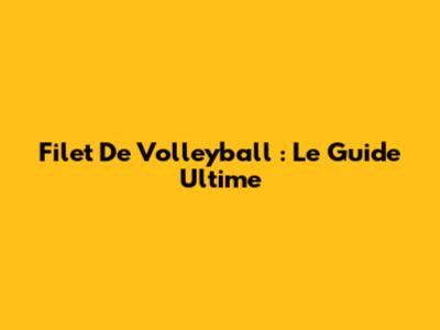 Filet De Volleyball : Le Guide Ultime