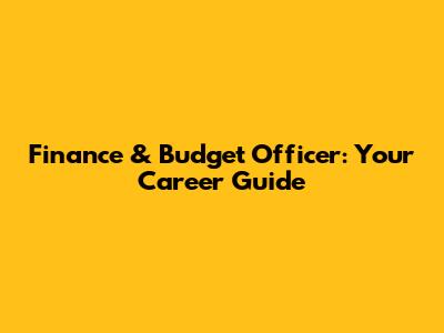 Finance & Budget Officer: Your Career Guide