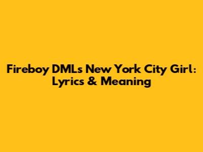 Fireboy DML's New York City Girl: Lyrics & Meaning