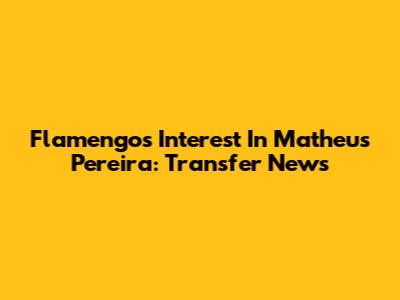 Flamengo's Interest In Matheus Pereira: Transfer News