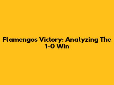 Flamengo's Victory: Analyzing The 1-0 Win