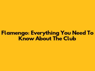 Flamengo: Everything You Need To Know About The Club