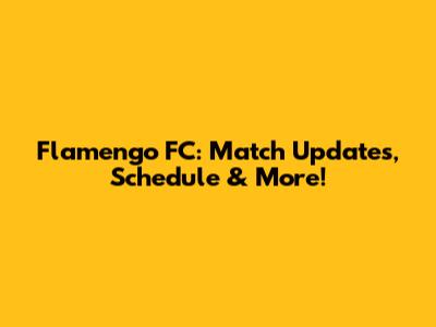 Flamengo FC: Match Updates, Schedule & More!