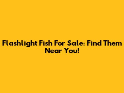 Flashlight Fish For Sale: Find Them Near You!