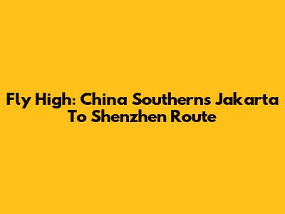 Fly High: China Southern's Jakarta To Shenzhen Route
