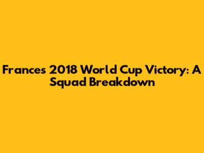 France's 2018 World Cup Victory: A Squad Breakdown