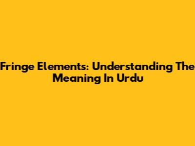 Fringe Elements: Understanding The Meaning In Urdu