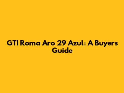 GTI Roma Aro 29 Azul: A Buyer's Guide