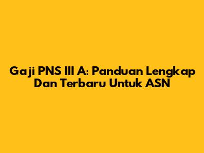 Gaji PNS III A: Panduan Lengkap Dan Terbaru Untuk ASN
