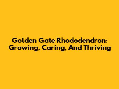 Golden Gate Rhododendron: Growing, Caring, And Thriving