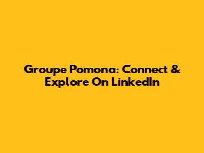 Groupe Pomona: Connect & Explore On LinkedIn
