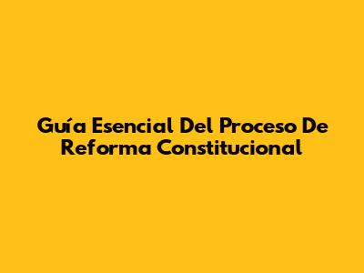 Guía Esencial Del Proceso De Reforma Constitucional