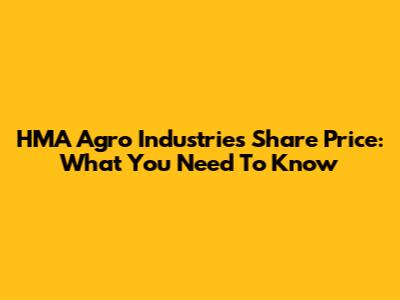 HMA Agro Industries Share Price: What You Need To Know