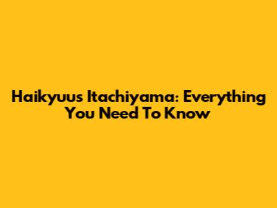 Haikyuu's Itachiyama: Everything You Need To Know