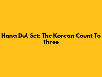 Hana Dul Set: The Korean Count To Three