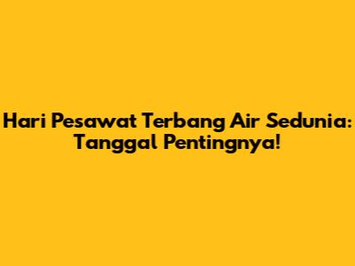 Hari Pesawat Terbang Air Sedunia: Tanggal Pentingnya!