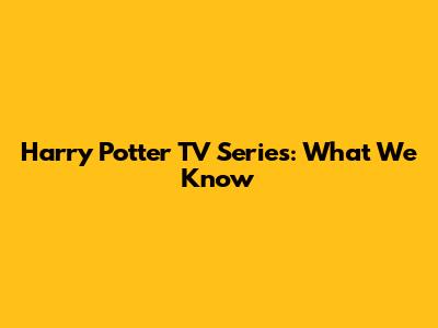 Harry Potter TV Series: What We Know