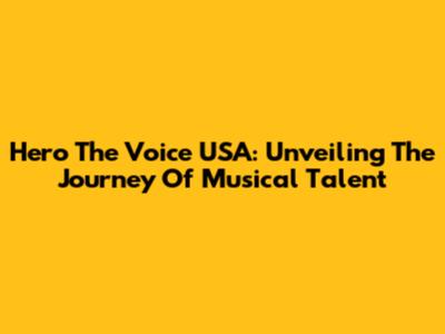 Hero The Voice USA: Unveiling The Journey Of Musical Talent