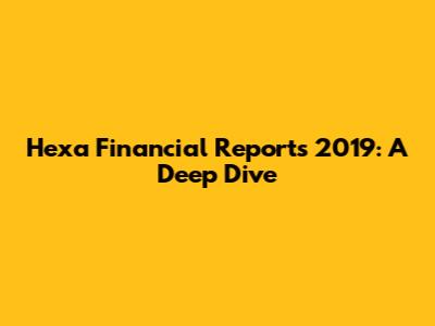 Hexa Financial Reports 2019: A Deep Dive