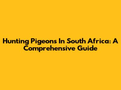 Hunting Pigeons In South Africa: A Comprehensive Guide
