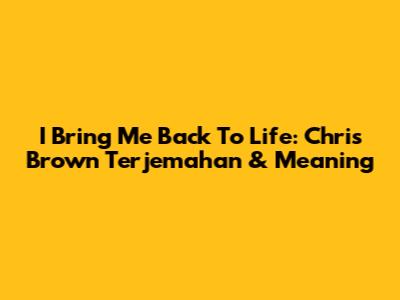 I Bring Me Back To Life: Chris Brown Terjemahan & Meaning