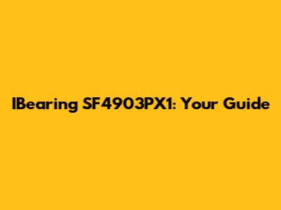 IBearing SF4903PX1: Your Guide