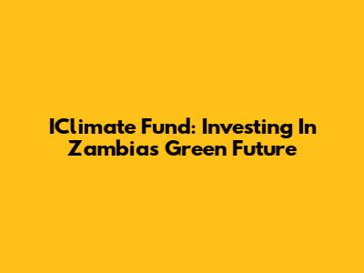 IClimate Fund: Investing In Zambia's Green Future