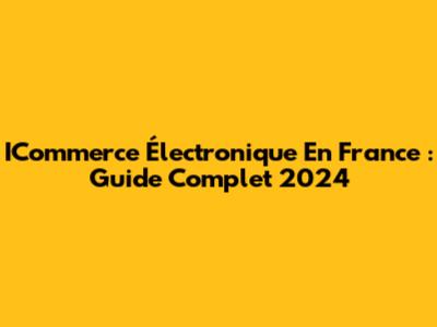 ICommerce Électronique En France : Guide Complet 2024